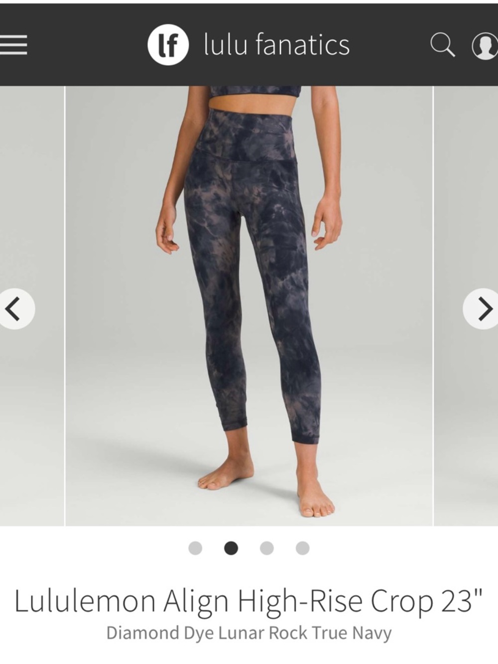 Lululemon Align High-Rise Crop Leggings in Diamond Dye Lunar Rock True Navy.